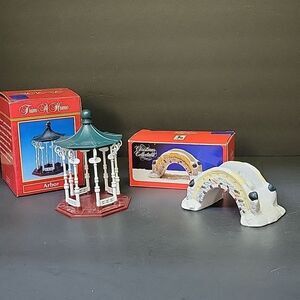 Christmas Collectible Stone Bridge And Trim A Home Gazebo